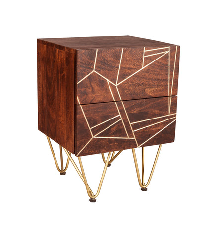 Dark Gold 2 Drawer Side Table