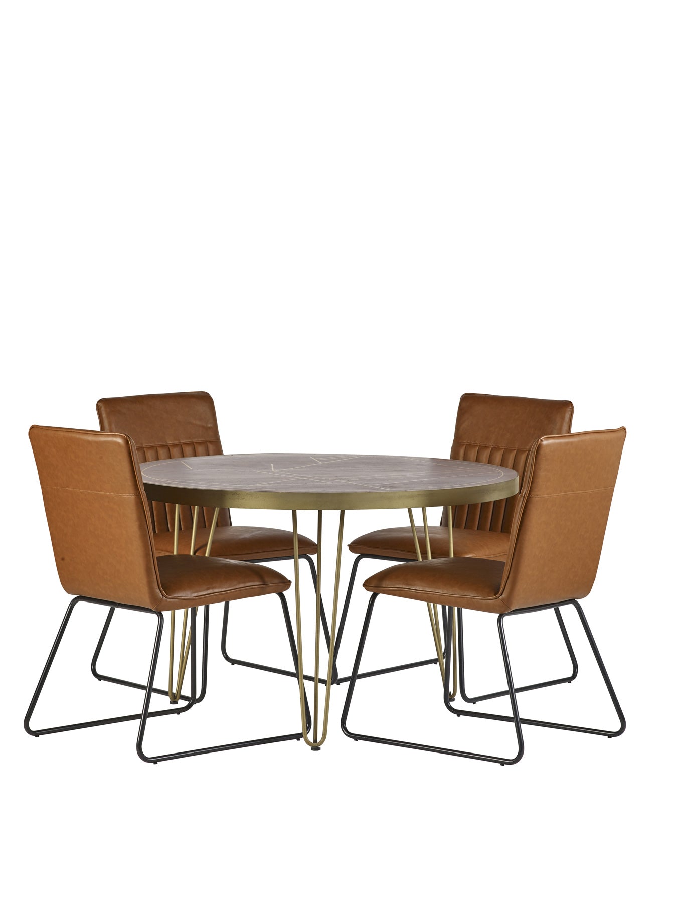 Dark Gold Round Dining Table 