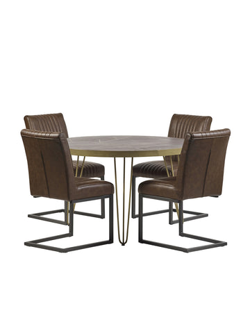 Dark Gold Round Dining Table 
