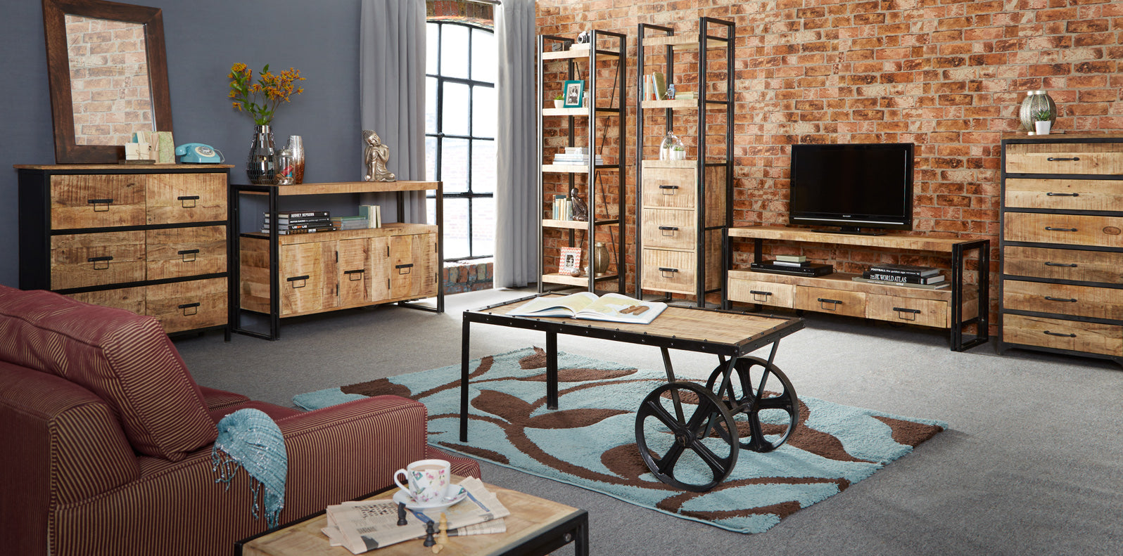 Cosmo Industrial Cart Coffee Table 