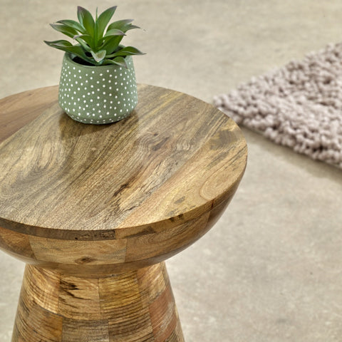  Solid Wood Round Side Table Mushroom Style, elegant and Versatile