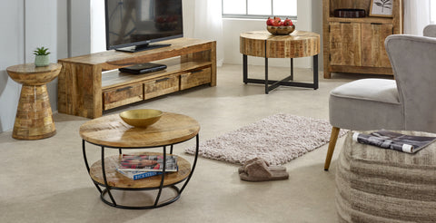  Solid Wood Round Side Table Mushroom Style, elegant and Versatile
