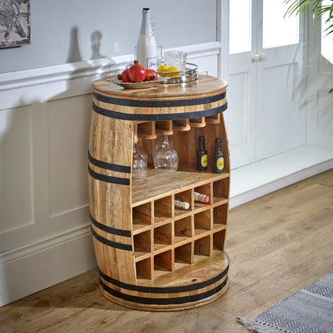 Surrey Solid Dark Wood Barrel Wine Sideboard