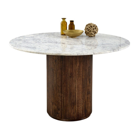 Opal Mango Wood Dining Table Round With Marble Top